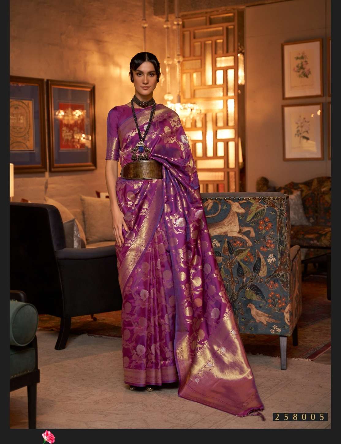 DESIGNER FANCY WEDDING PARTY WEAR DESIGNER PURPLE BANARASI SILK FABRIC SAREE RAJBEER KAIROS SM 258005