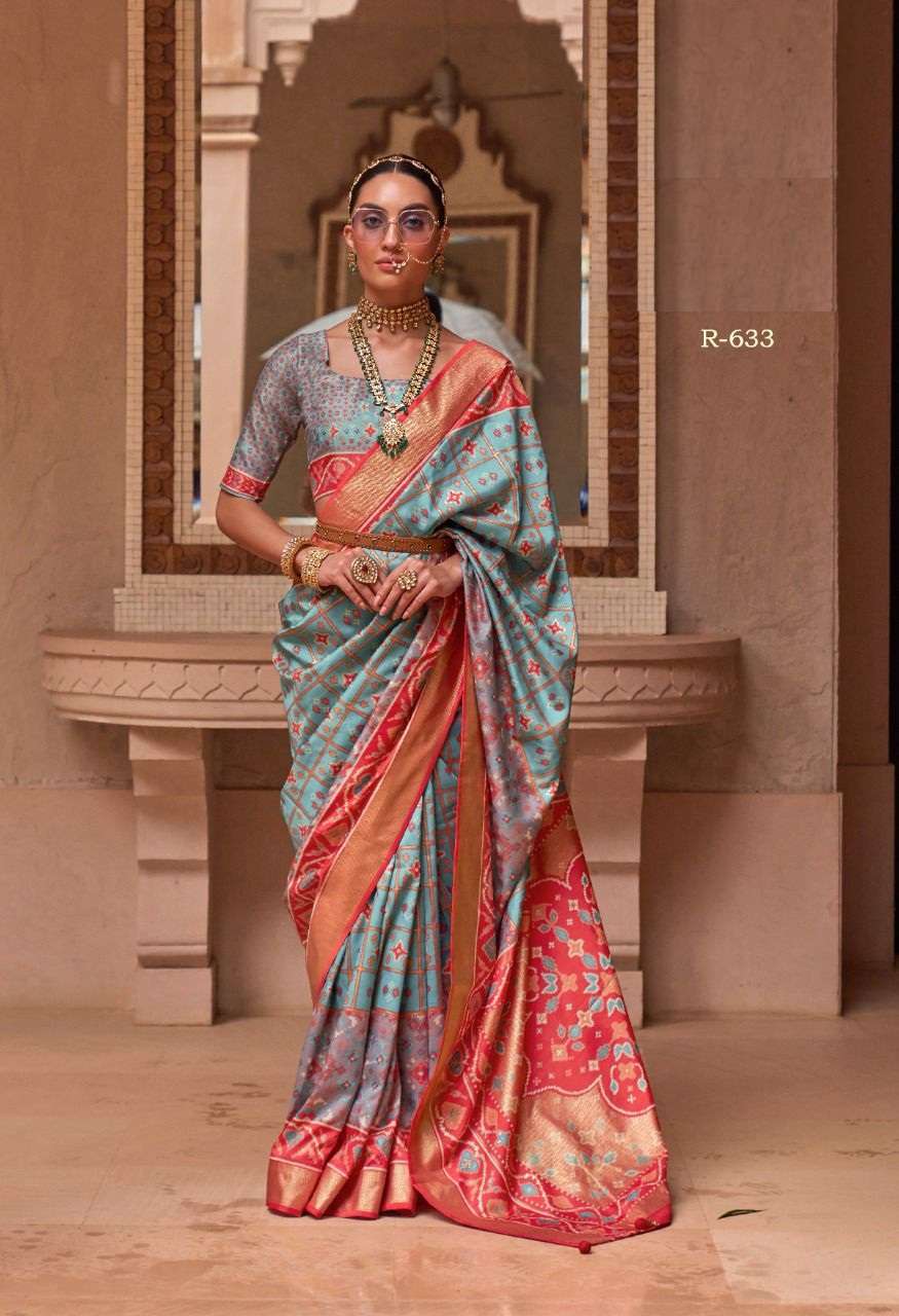 DESIGNER FANCY WEDDING PARTY WEAR DESIGNER SKY BLUE BANARASI SILK FABRIC SAREE REVAA RAJVANSH 633