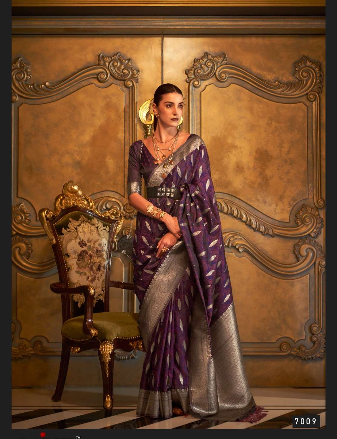 DESIGNER FANCY WEDDING PARTY WEAR DESIGNER WINE BANARASI SILK FABRIC SAREE RAJBEER KIROZASILK SM 7009