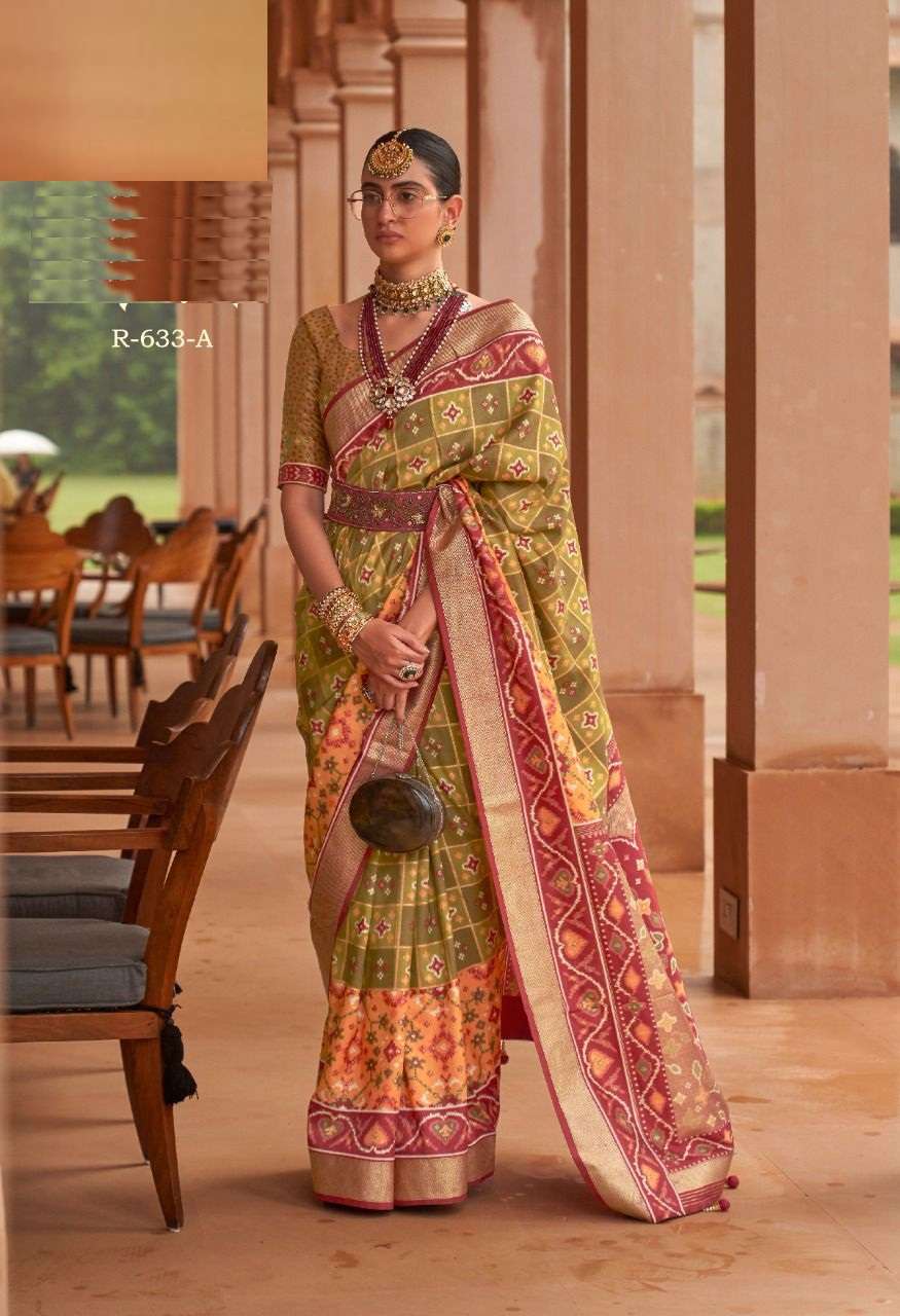 DESIGNER FANCY WEDDING PARTY WEAR DESIGNER YELLOW BANARASI SILK FABRIC SAREE REVAA RAJVANSH 633A