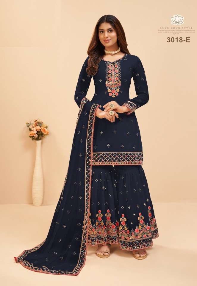 DESIGNER FANCY WEDDING PARTY WEAR GEORGETTE BLUE SARARA SALWAR SUIT JG MURAD 3018E