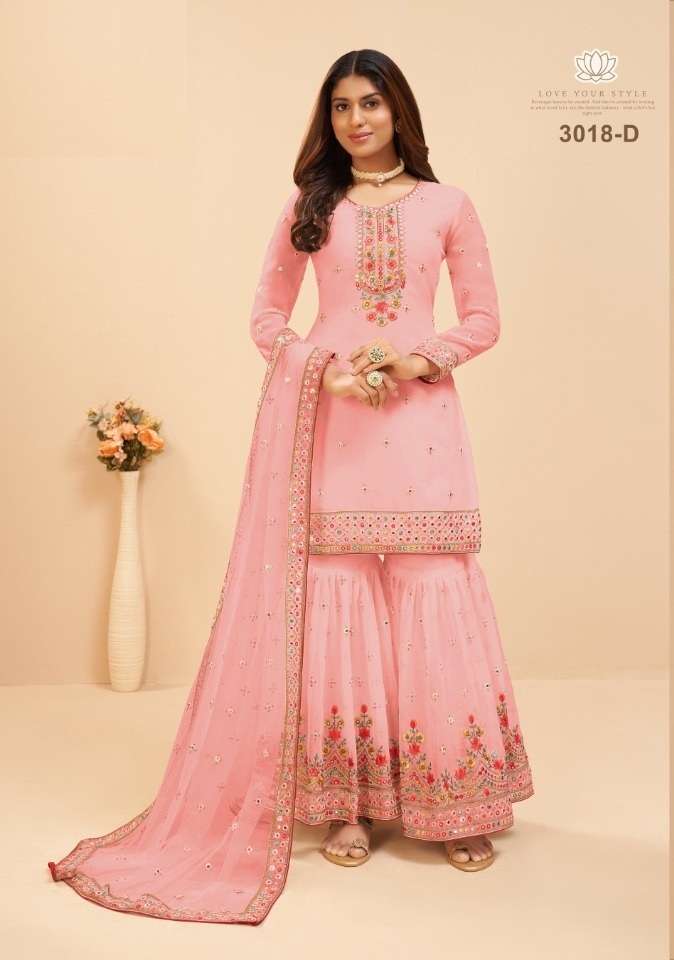 DESIGNER FANCY WEDDING PARTY WEAR GEORGETTE PEACE SARARA SALWAR SUIT JG MURAD 3018D