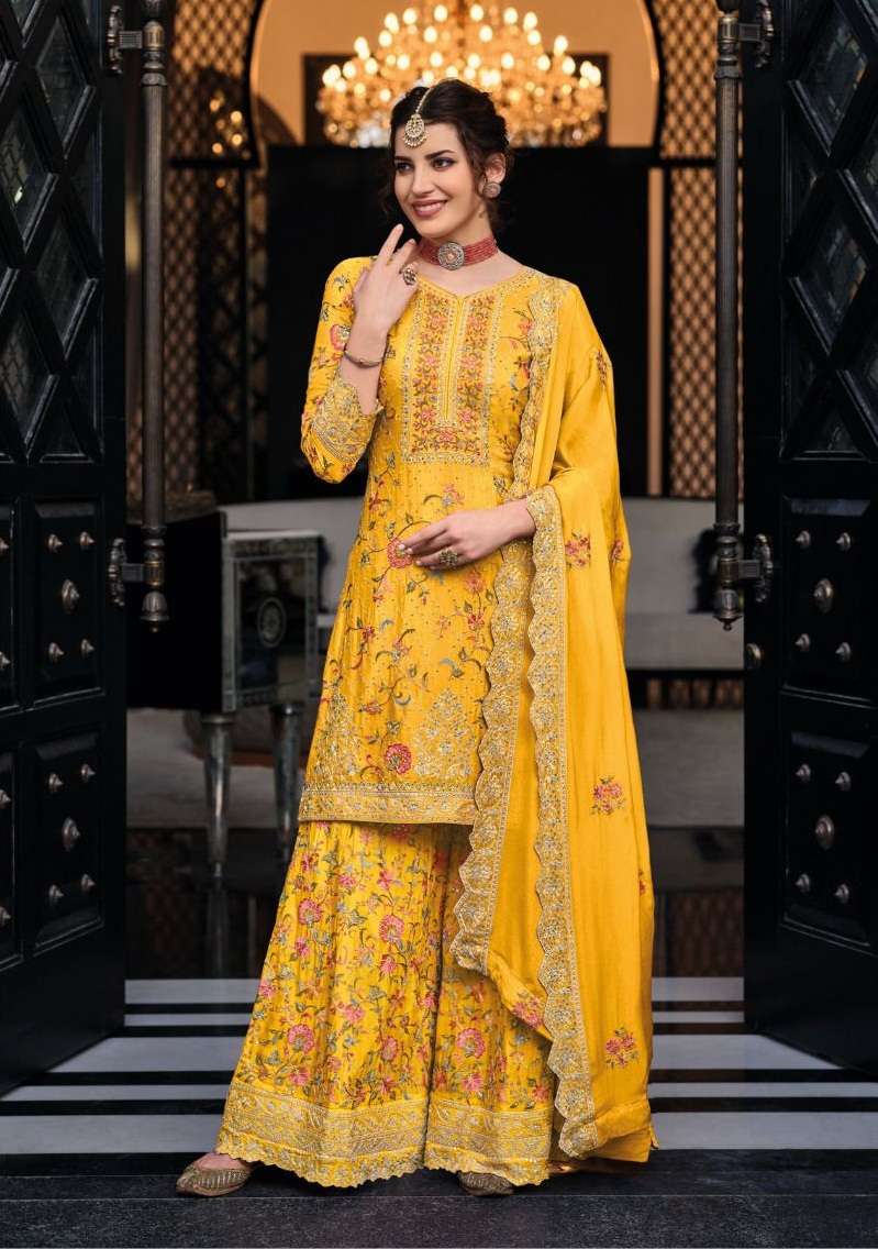 DESIGNER FANCY WEDDING PARTY WEAR GEORGETTE SHARARA SALWAR SUIT EB SHAGUN 1447C