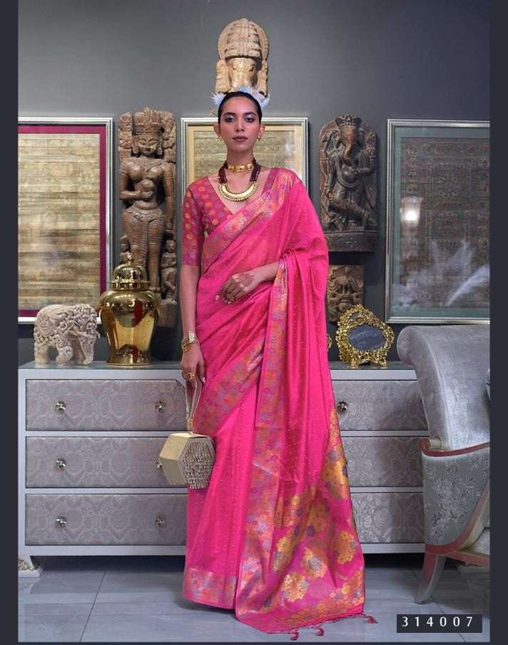 DESIGNER FANCY WEDDING PARTY WEAR PINK DESIGNER EXCLUSIVE BANARASI SILK FABRIC SAREE RAJTEX KONICA 314007