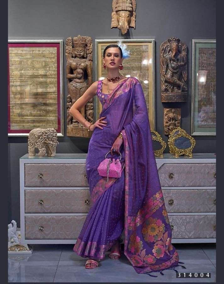 DESIGNER FANCY WEDDING PARTY WEAR PURPLE DESIGNER EXCLUSIVE BANARASI SILK FABRIC SAREE RAJTEX KONICA 314004