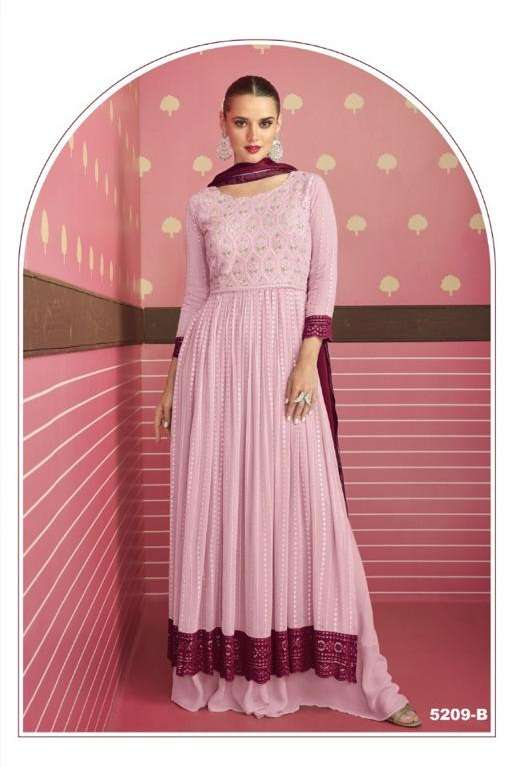 DESIGNER PARTY WEAR PINK ANARKALI GEORGETTE SALWAR SUIT JG AF 5209B