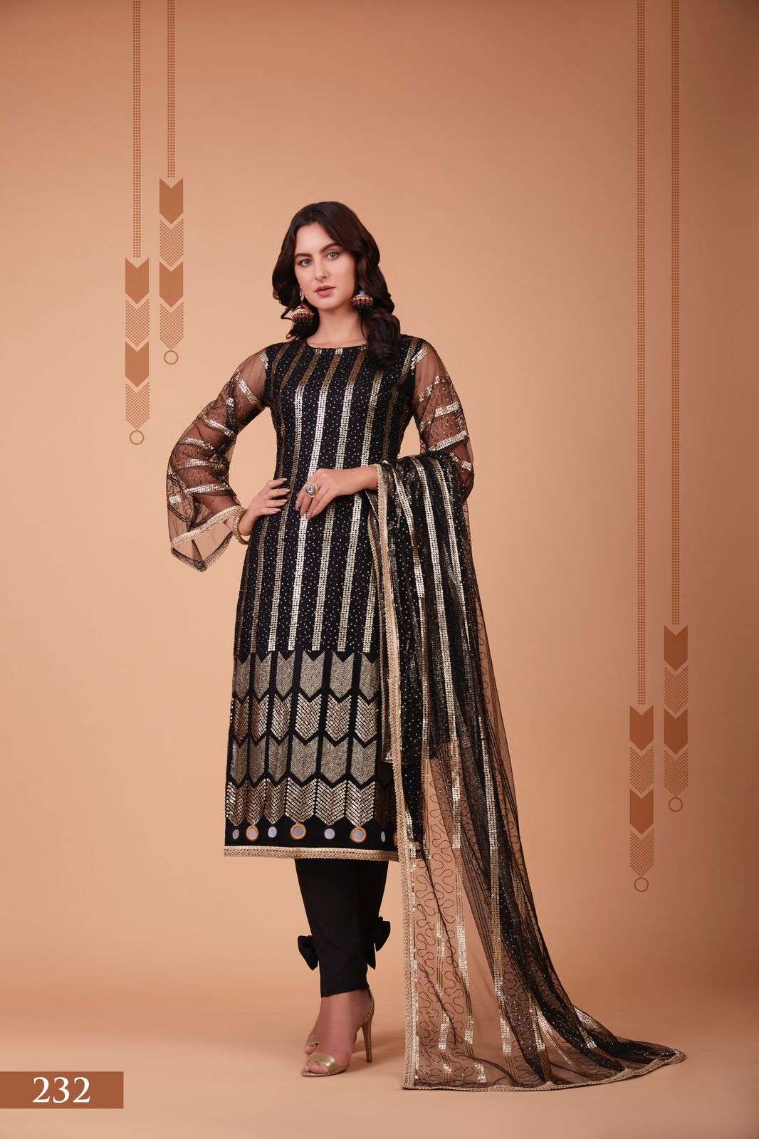 DESIGNER TRENDY STYLISH FANCY WEDDING PARTY WEAR BLACK SALWAR SUIT NARAYANI SM ZEHRA 232