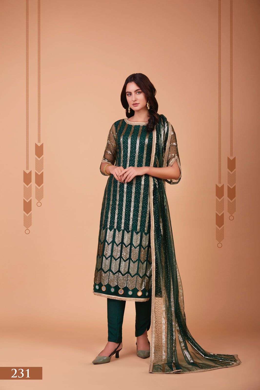 DESIGNER TRENDY STYLISH FANCY WEDDING PARTY WEAR GREEN SALWAR SUIT NARAYANI SM ZEHRA 231