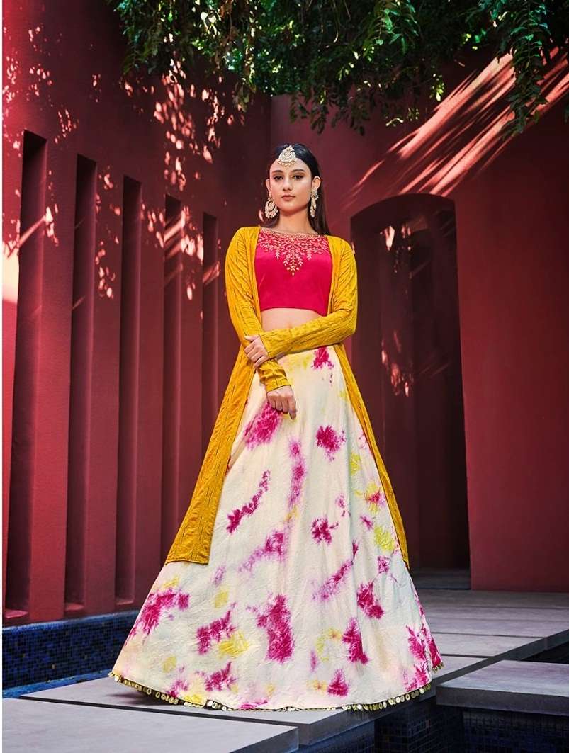 PINK DESIGNER FANCY WESTERN WEAR CROP TOP KOTI BLOUSE LEHENGA STYLE EXCLUSIVE COLLECTION SHIVALI KF GIRLY 2243