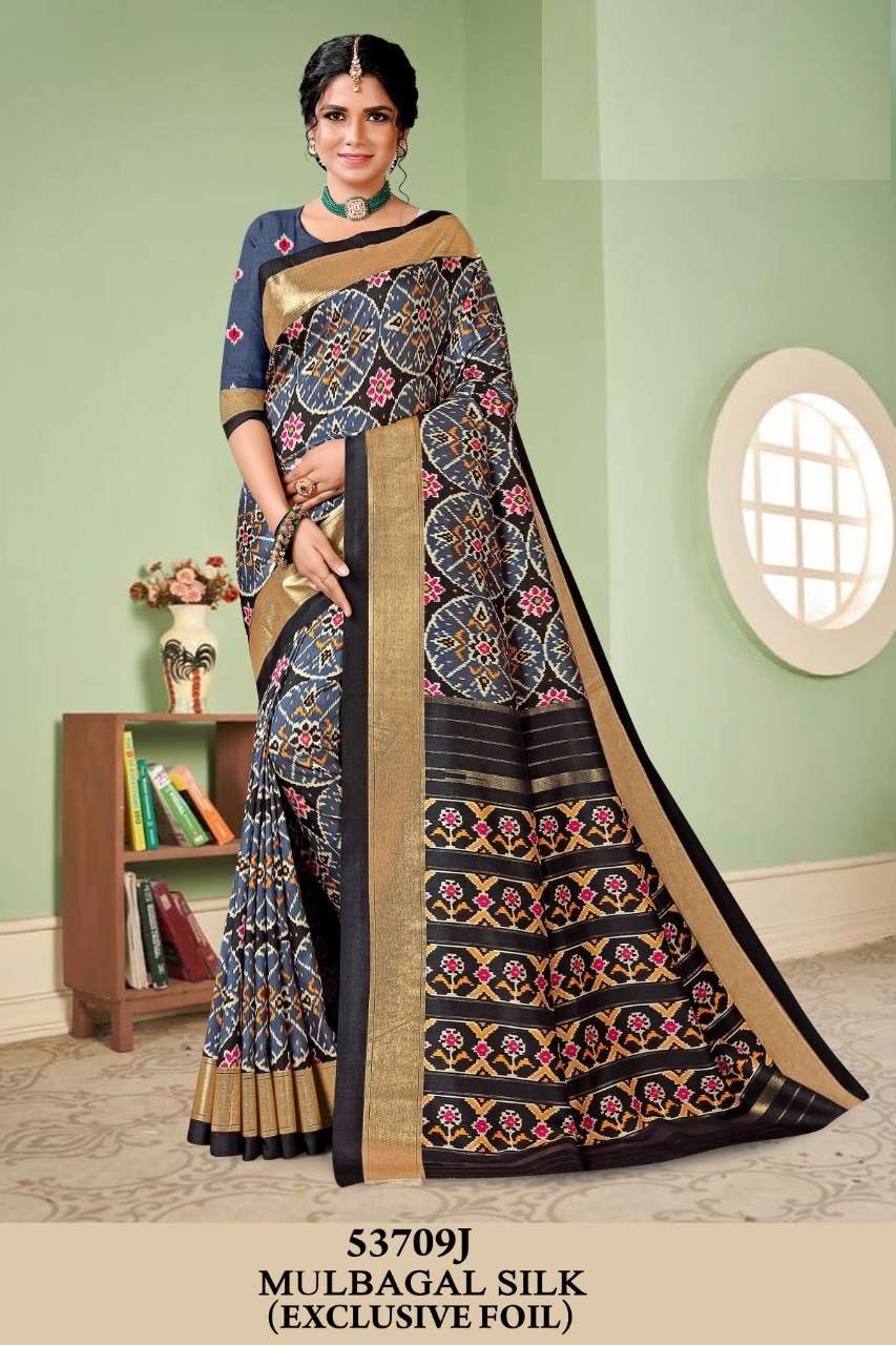 BLACK HEAVY DESIGNER FANCY WEDDING PARTY WEAR DOLA SILK FABRIC SAREE JT VIPUL 53709J