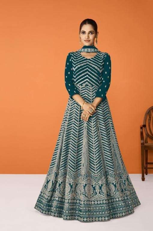 CELEBRITY STYLE DESIGNER RAMA ANARKALI PARTY WEAR SALWAR SUIT GOWN IN HEAVY FAUX GEORGETTE JG 9321F