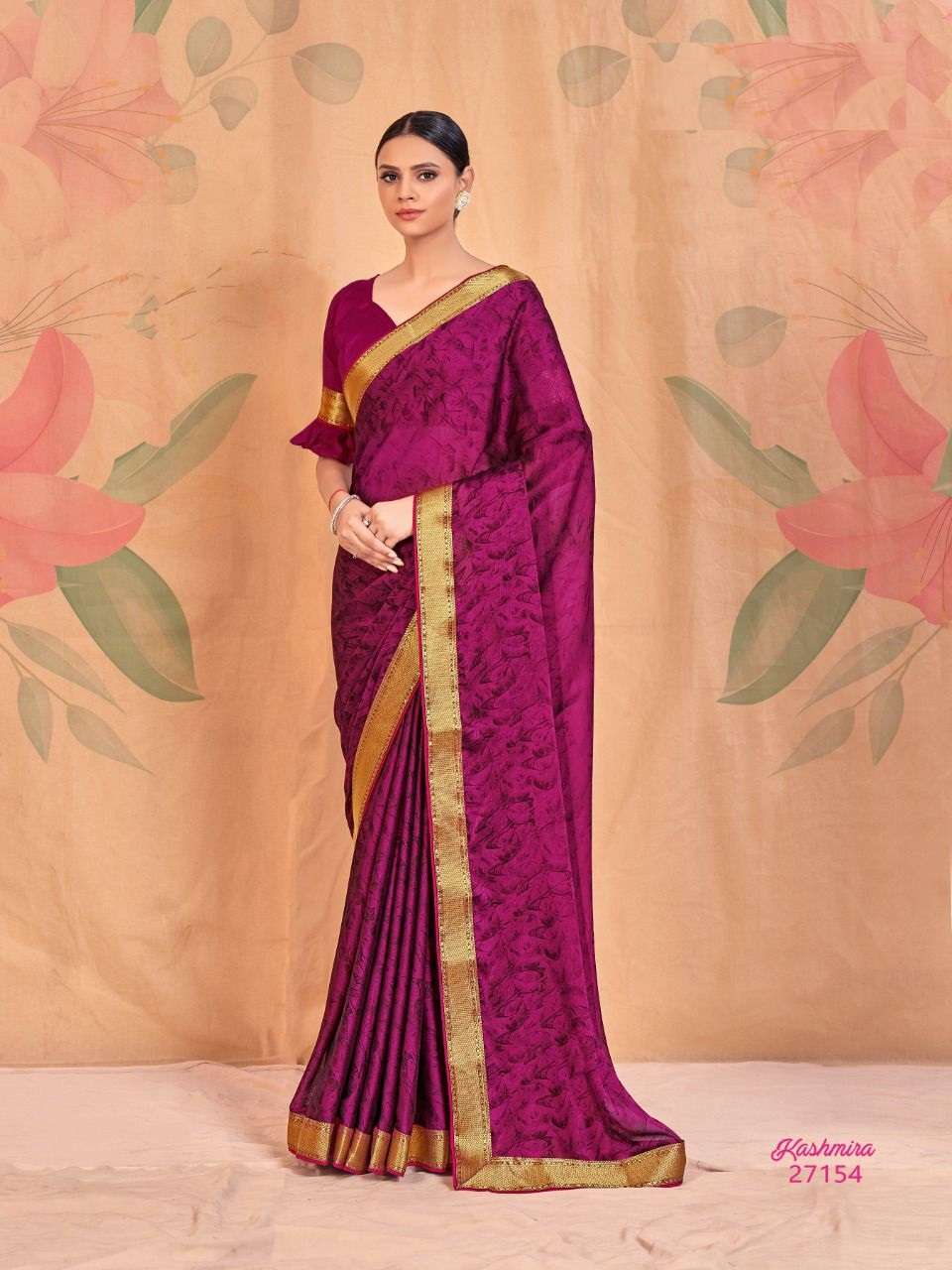 DEEP PINK DESIGNER FANCY WEDDING PARTY WEAR DESIGNER CHIFFON SILK SAREE JT MITOSHI KASHMIRA 27154