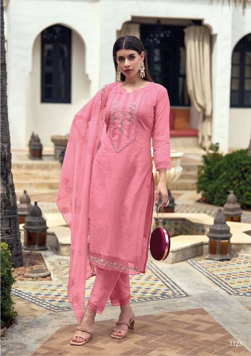 DESIGNER FANCY PARTY WEAR PINK COTTON SUIT EB NAGMA 1123