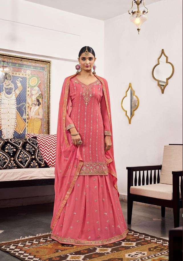 DESIGNER FANCY WEDDING PARTY WEAR DEEP PINK SKIRT TOP STYLE SALWAR SUIT JT RADHA 891