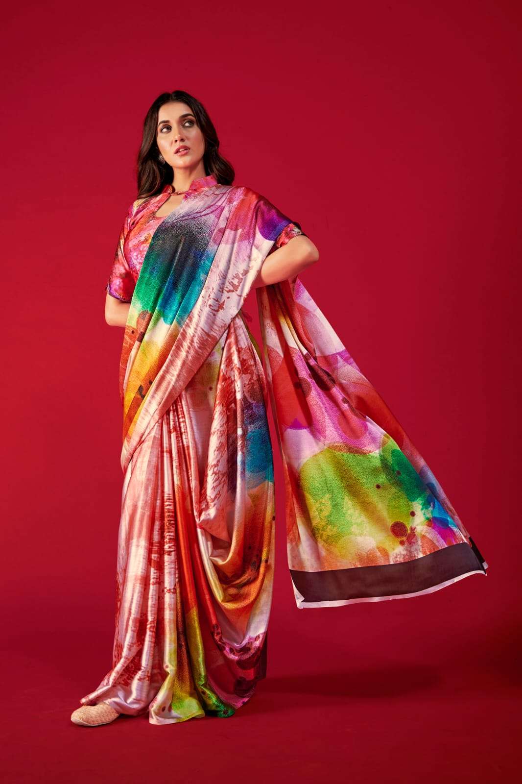 DESIGNER FANCY WEDDING PARTY WEAR DESIGNER EXCLUSIVE SATIN SILK PRINTED SAREE RAJPATH ALEXA 5701