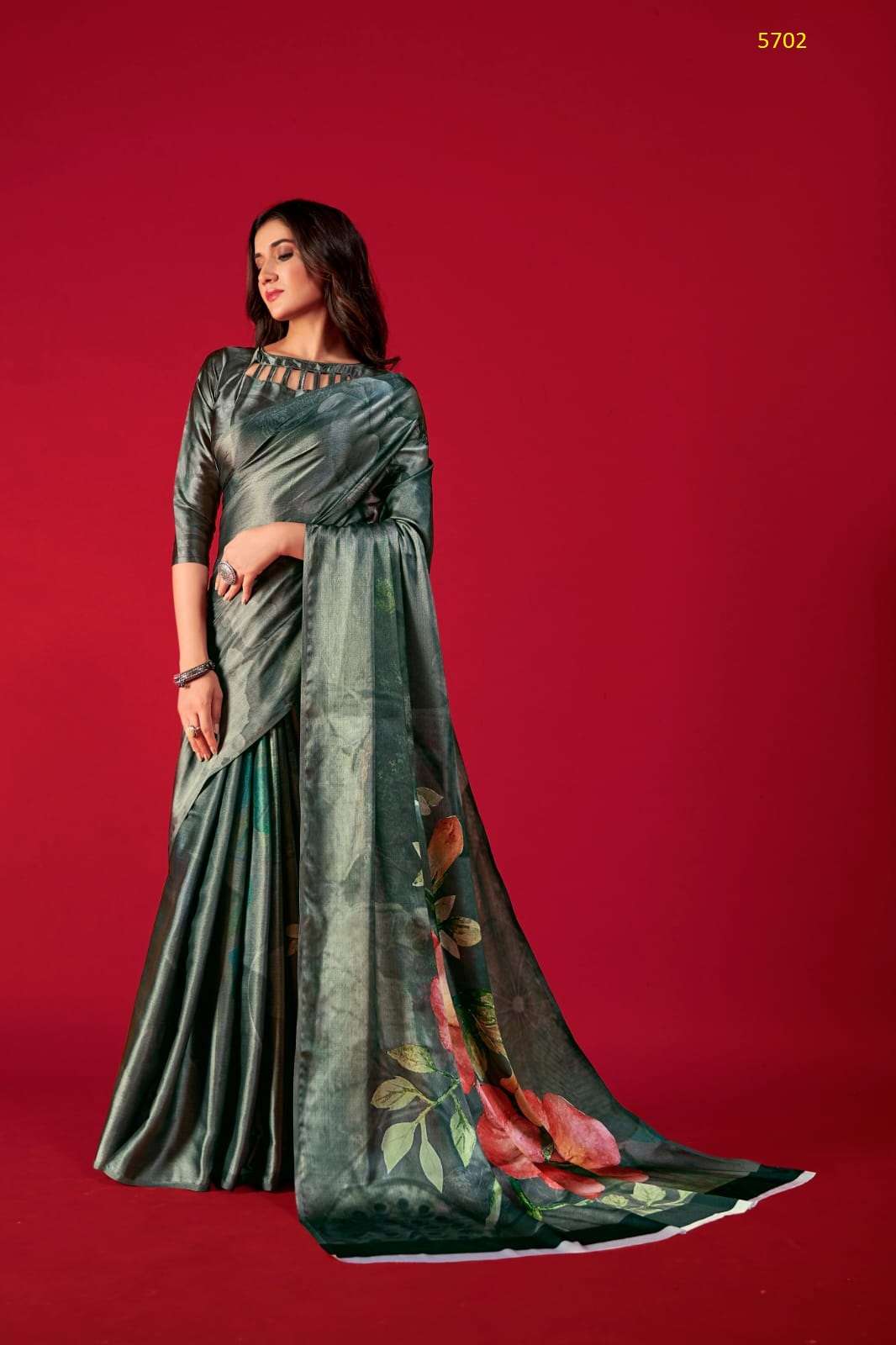 DESIGNER FANCY WEDDING PARTY WEAR DESIGNER EXCLUSIVE SATIN SILK PRINTED SAREE RAJPATH ALEXA 5702