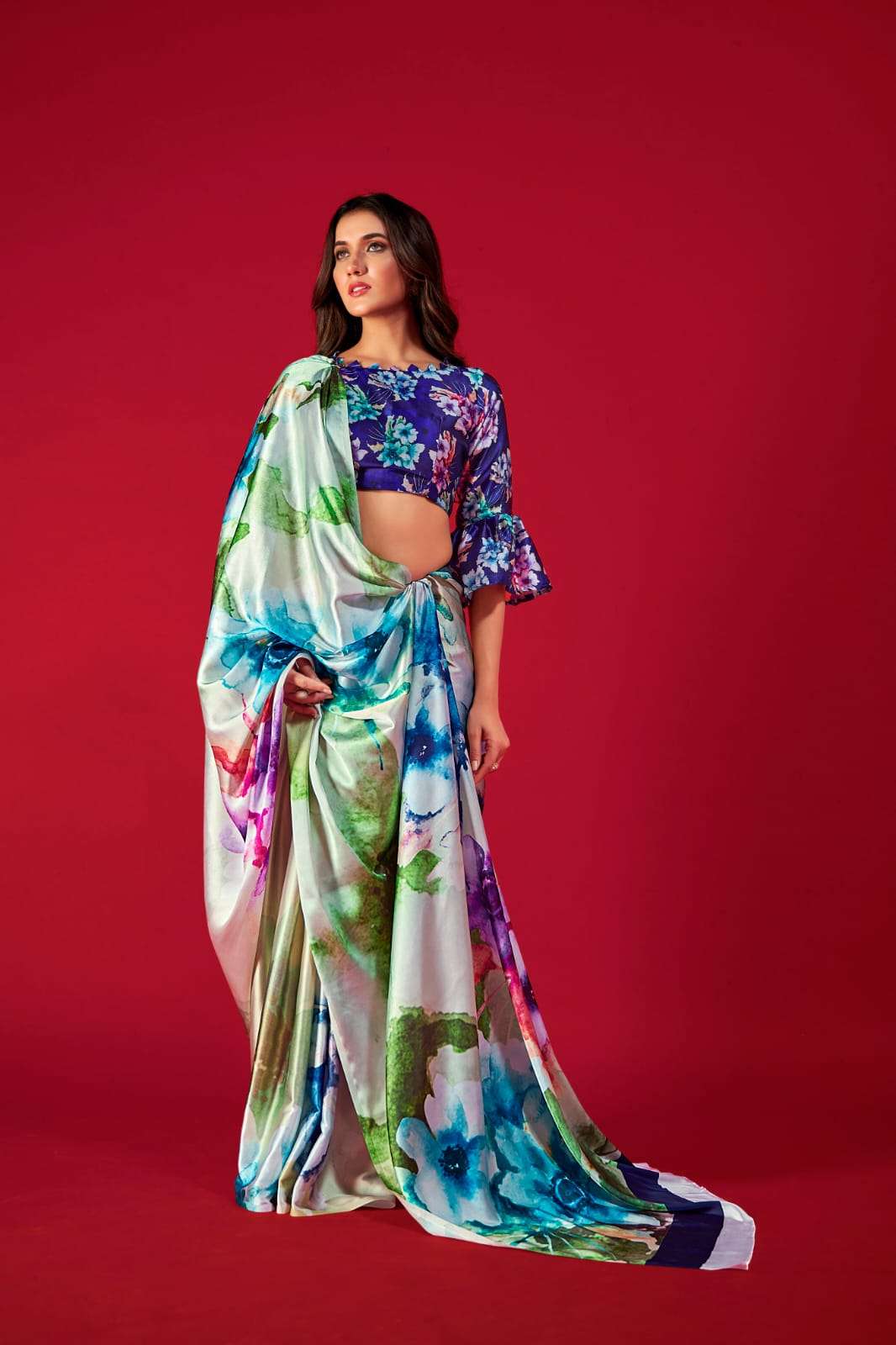 DESIGNER FANCY WEDDING PARTY WEAR DESIGNER EXCLUSIVE SATIN SILK PRINTED SAREE RAJPATH ALEXA 5703