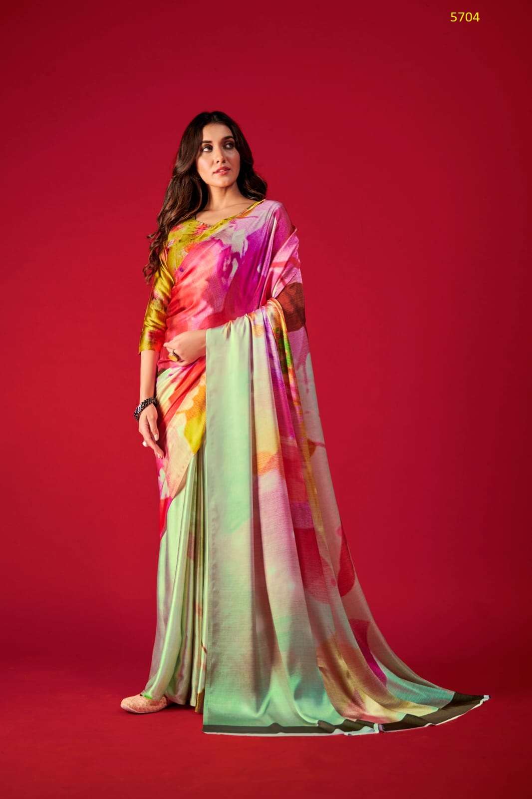 DESIGNER FANCY WEDDING PARTY WEAR DESIGNER EXCLUSIVE SATIN SILK PRINTED SAREE RAJPATH ALEXA 5704