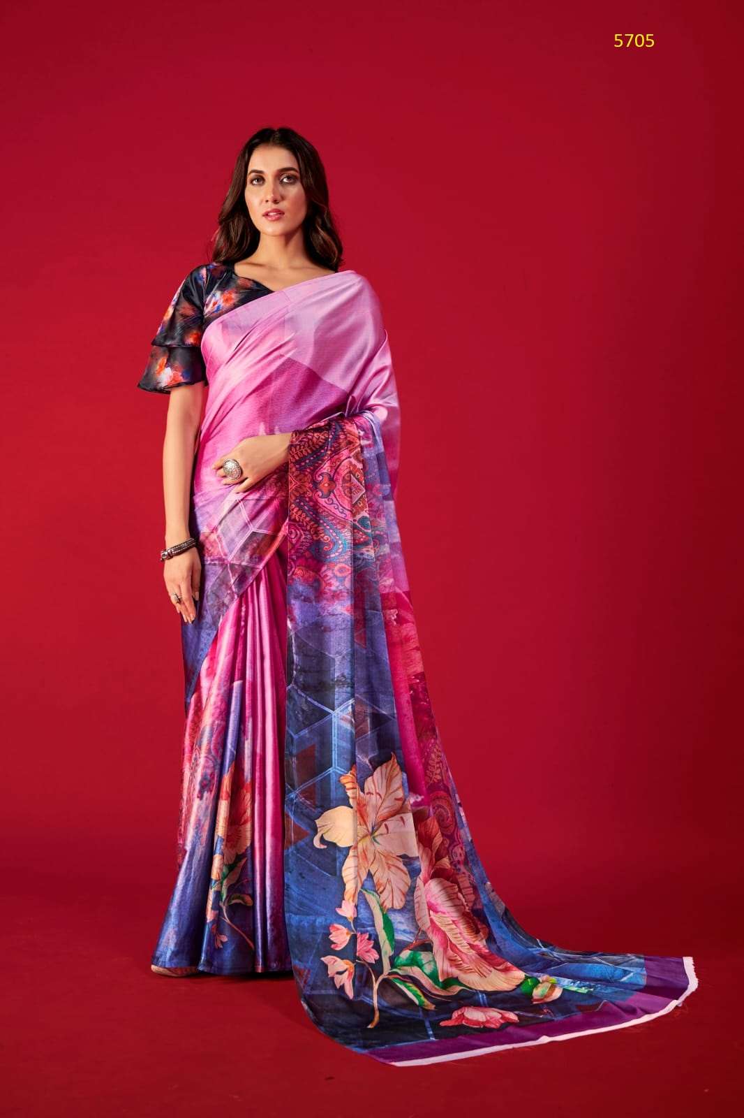 DESIGNER FANCY WEDDING PARTY WEAR DESIGNER EXCLUSIVE SATIN SILK PRINTED SAREE RAJPATH ALEXA 5705