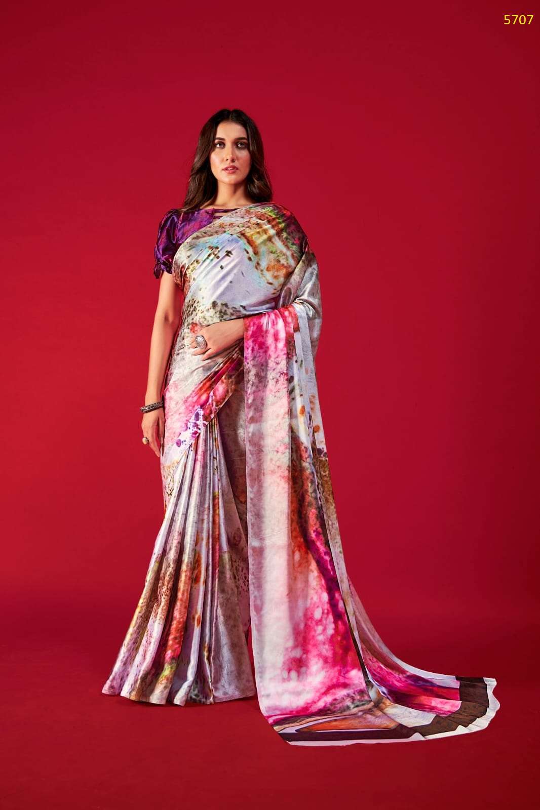 DESIGNER FANCY WEDDING PARTY WEAR DESIGNER EXCLUSIVE SATIN SILK PRINTED SAREE RAJPATH ALEXA 5707