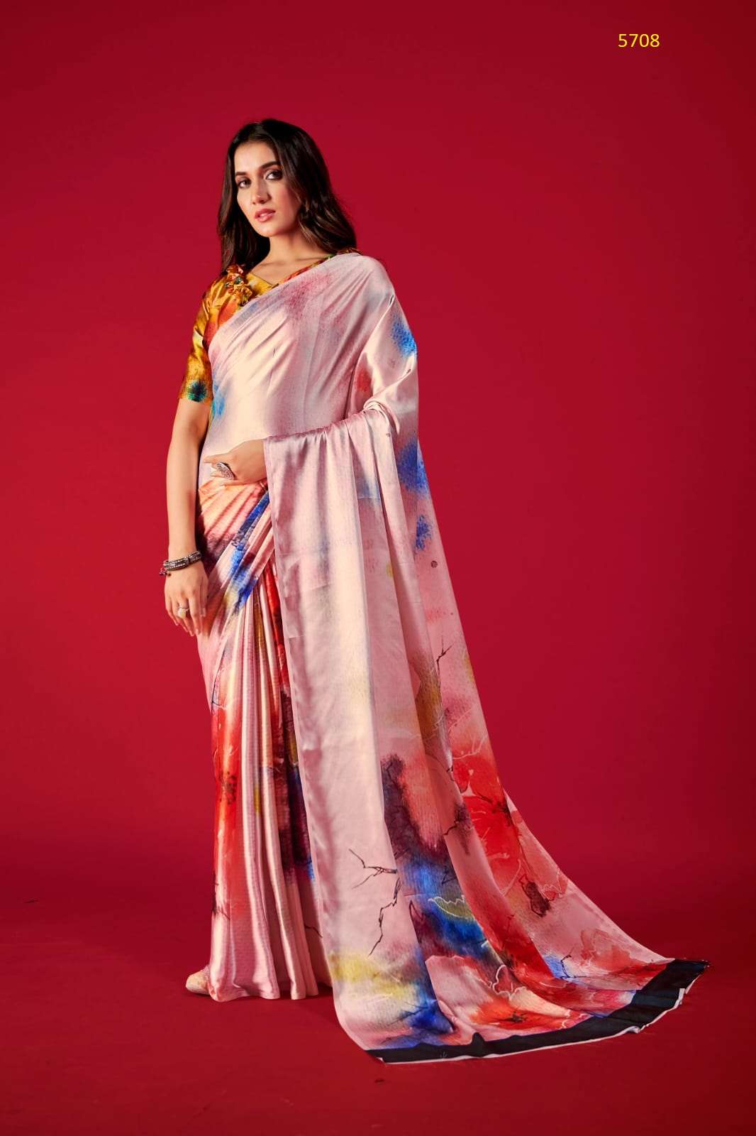 DESIGNER FANCY WEDDING PARTY WEAR DESIGNER EXCLUSIVE SATIN SILK PRINTED SAREE RAJPATH ALEXA 5708