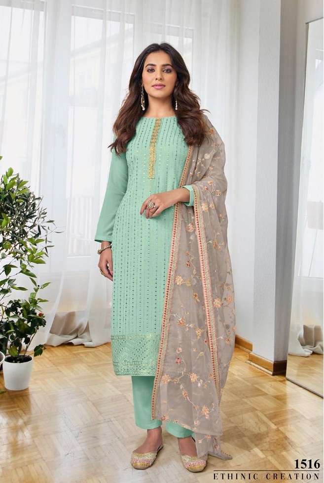 DESIGNER FANCY WEDDING PARTY WEAR GEORGETTE PISTA STRAIGHT SALWAR SUIT EB ASHPREET 1516