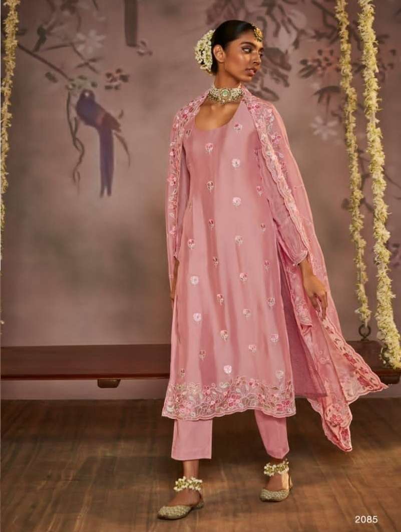 DESIGNER FANCY WEDDING PARTY WEAR HEAVY PINK PURE ORGANZA SALWAR SUIT DST KIMORA DILBARA 2085