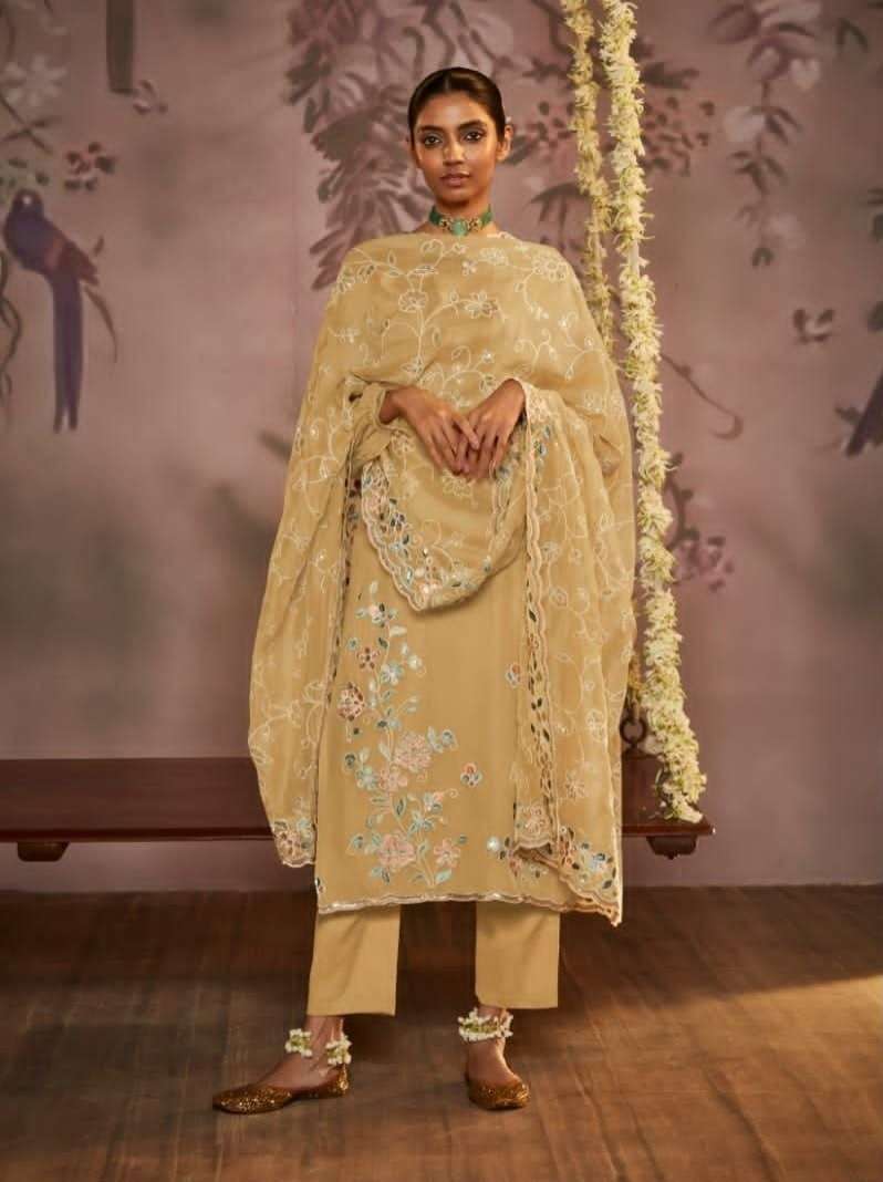 DESIGNER FANCY WEDDING PARTY WEAR HEAVY YELLOW PURE ORGANZA SALWAR SUIT DST KIMORA DILBARA 2086