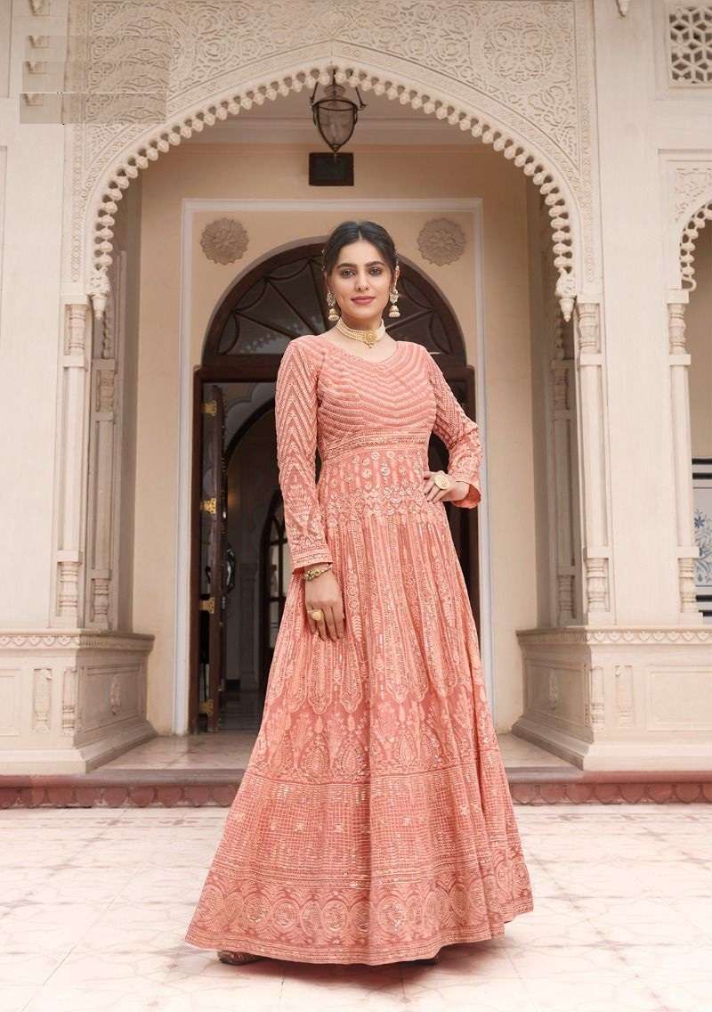 DESIGNER FANCY WEDDING PARTY WEAR PEACE READYMADE ANARKALI SALWAR SUIT GOWN EB PARISHA 1533