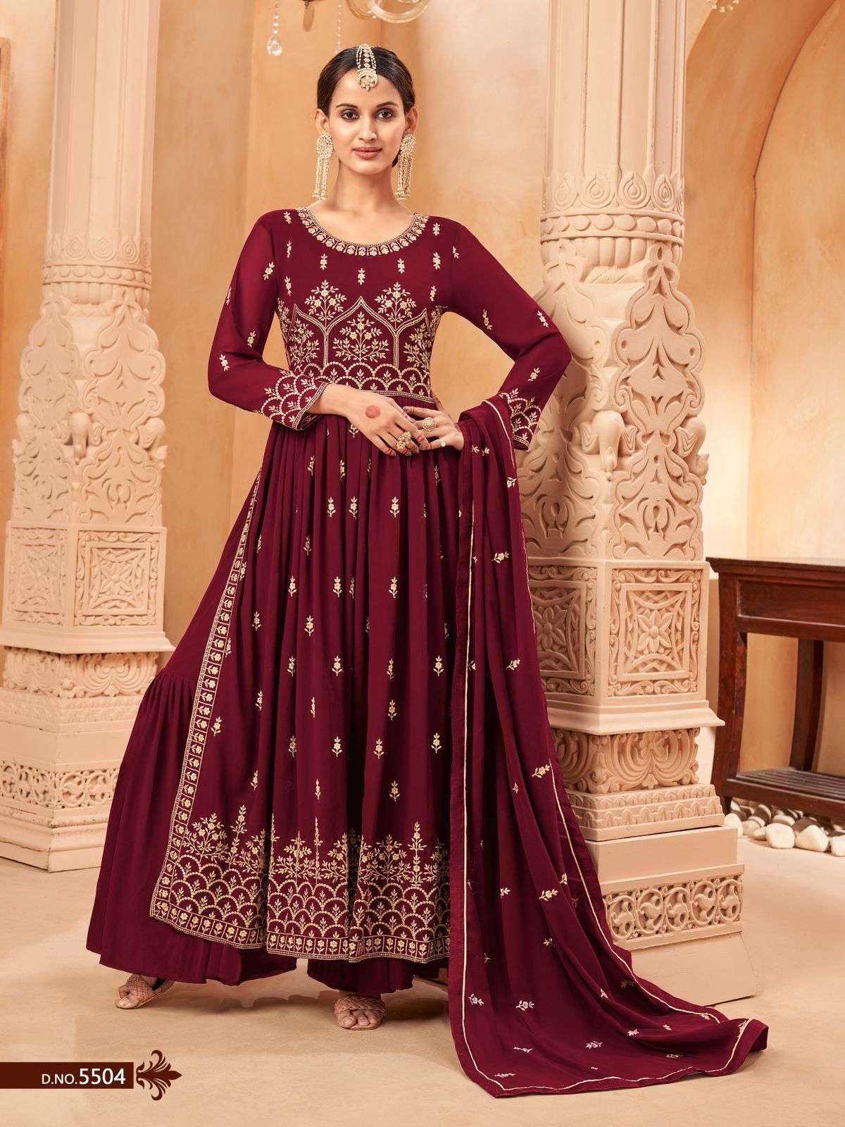 DESIGNER RED FANCY WEDDING PARTY WEAR GEORGETTE NAYRA CUT ANARKALI SALWAR SUIT GOWN AANAYA 5504