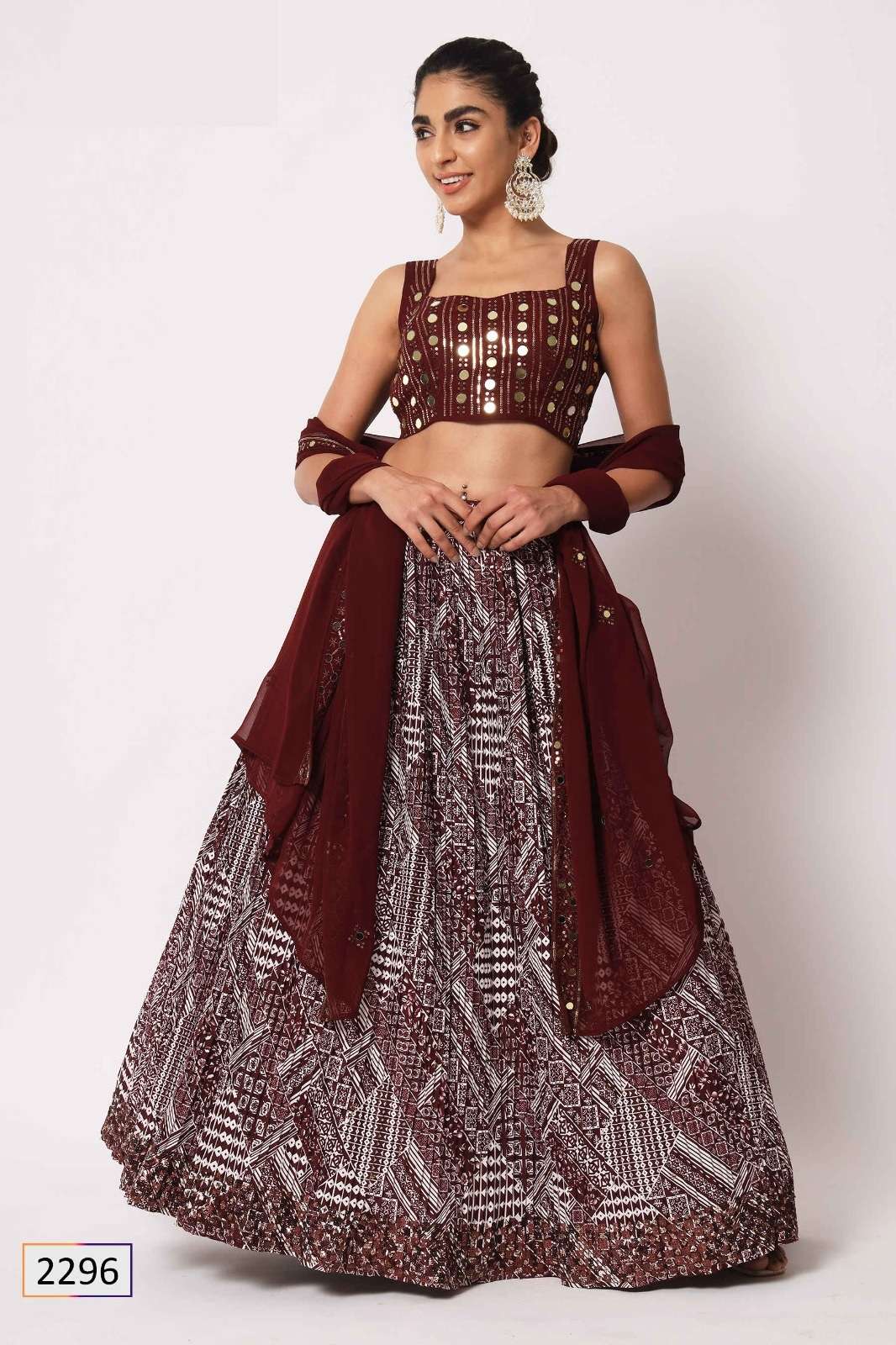 DESIGNER TRENDY STYLISH FANCY WEDDING PARTY WEAR MAROON SILK LEHENGA CHOLI KF GIRLY 2296