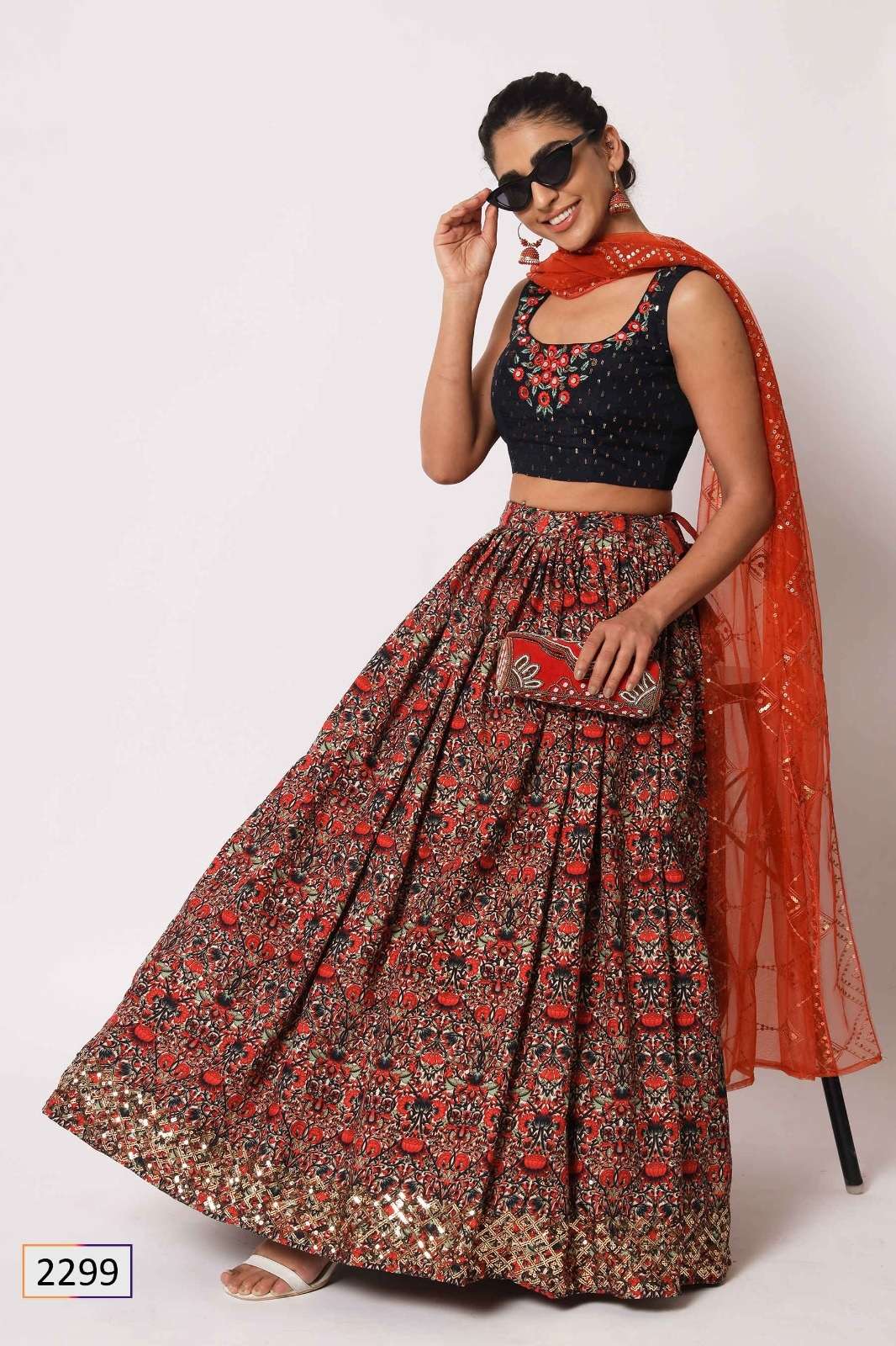 DESIGNER TRENDY STYLISH FANCY WEDDING PARTY WEAR MULTI COLOR SILK LEHENGA CHOLI KF GIRLY 2299