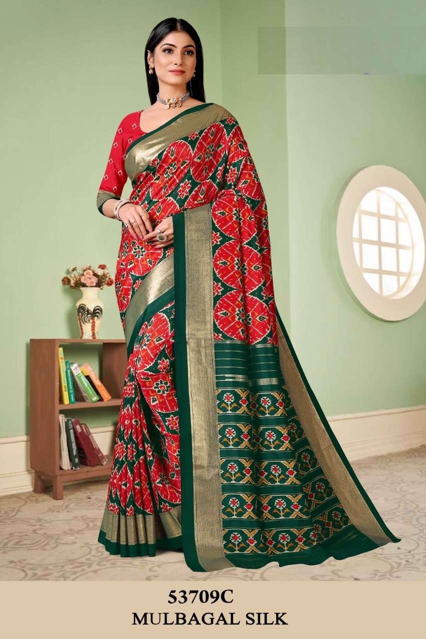 GREEN HEAVY DESIGNER FANCY WEDDING PARTY WEAR DOLA SILK FABRIC SAREE JT VIPUL 53709C