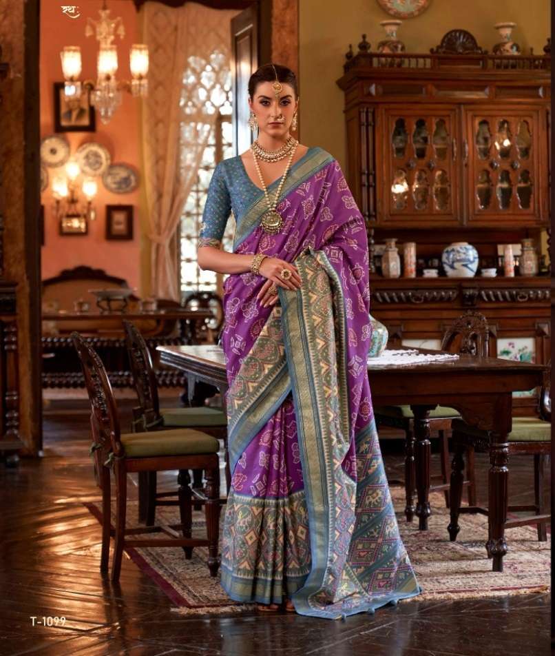 HEAVY DESIGNER FANCY WEDDING PARTY WEAR HEAVY PURPLE BANARASI PATOLA SILK FABRIC SAREE JT RANGMAHAL 1099