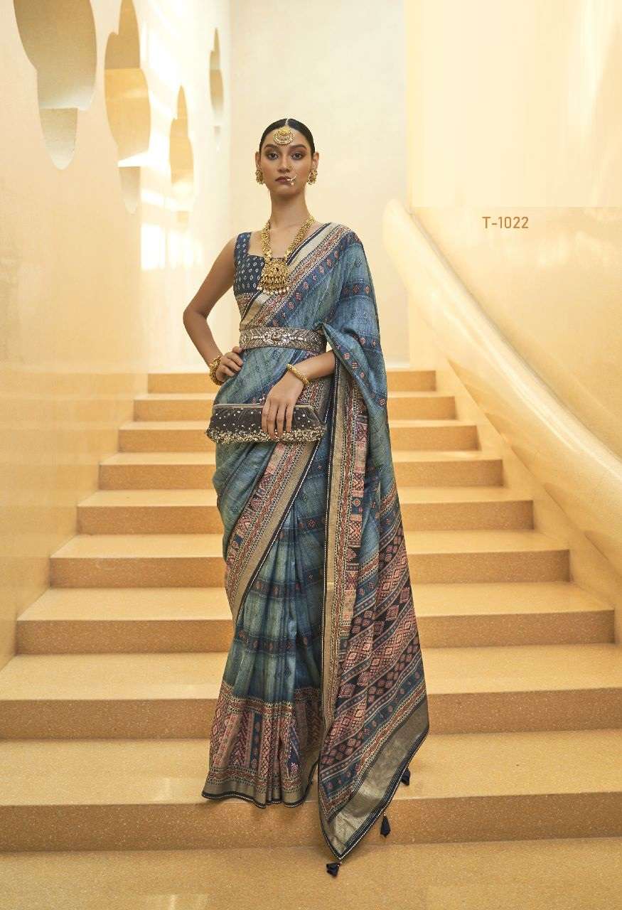 HEAVY DESIGNER FANCY WEDDING PARTY WEAR HEAVY SKY BANARASI SILK FABRIC SAREE SM RATH ANTRA 1022