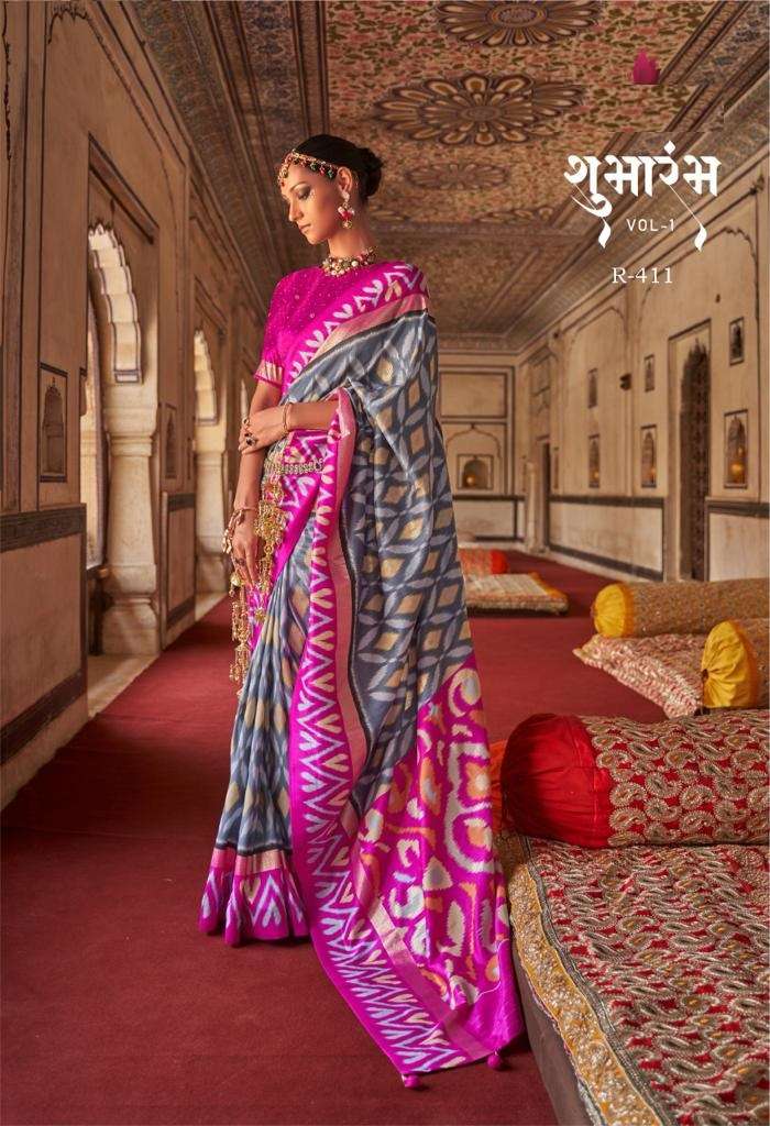 HEAVY GREY DESIGNER FANCY WEDDING PARTY WEAR HEAVY BANARASI SILK FABRIC SAREE SM REVAA 411