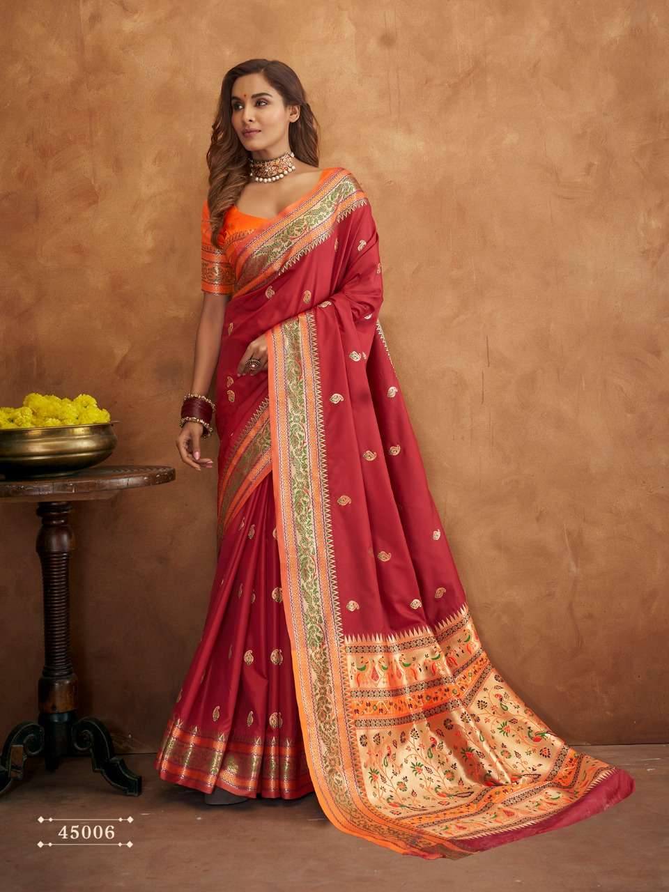 MAROON DESIGNER FANCY WEDDING PARTY WEAR DESIGNER BANARASI SILK FABRIC SAREE SM RAJPATH 45006