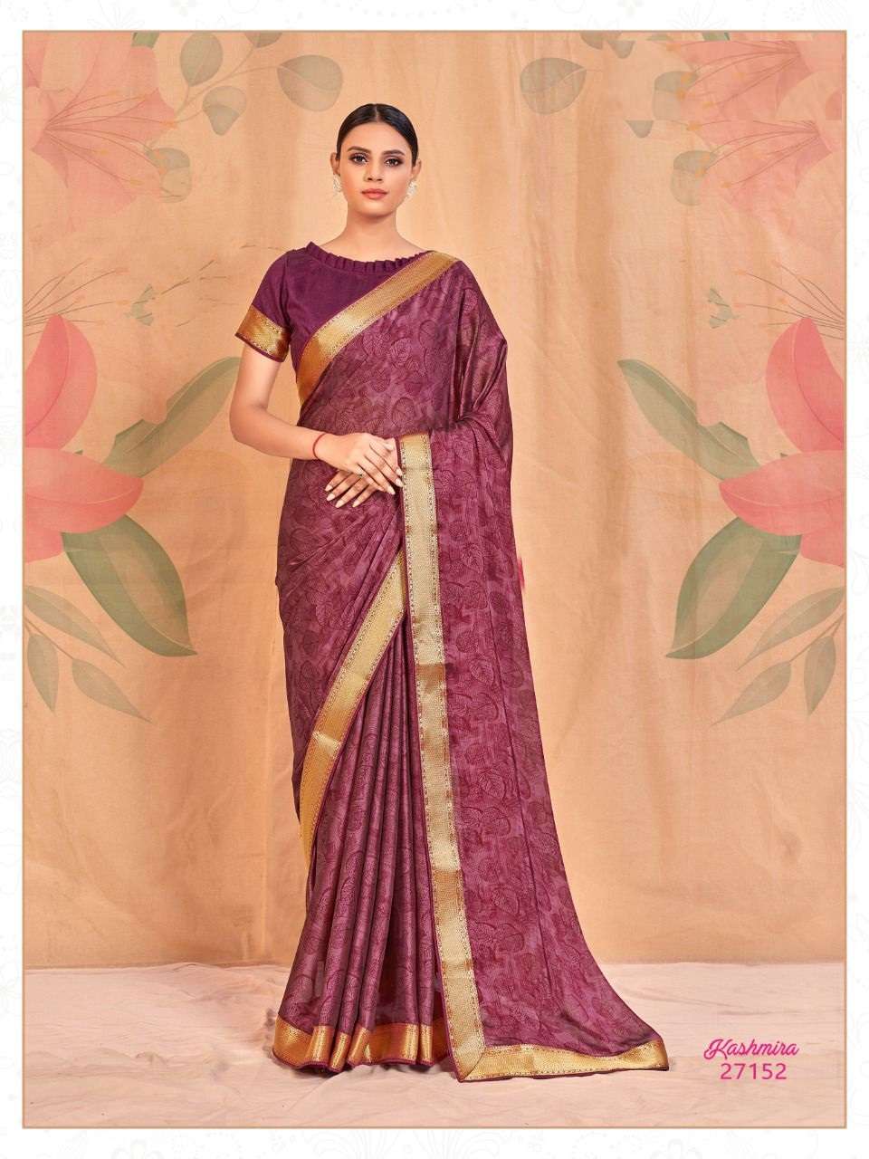 MAROON DESIGNER FANCY WEDDING PARTY WEAR DESIGNER CHIFFON SILK SAREE JT MITOSHI KASHMIRA 27152