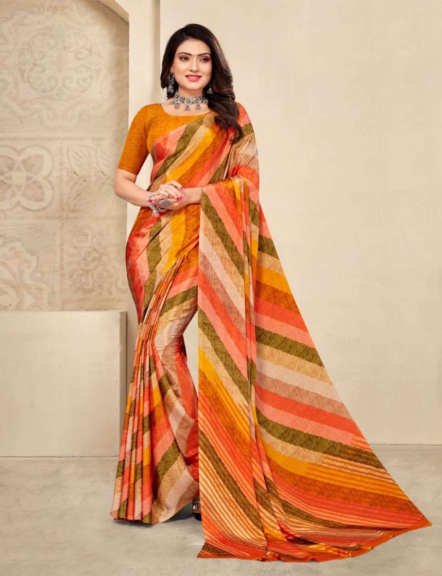 ORANGE DESIGNER FANCY WEDDING PARTY WEAR DESIGNER SILK SAREE JT RUCHI VIVANTA 18702C