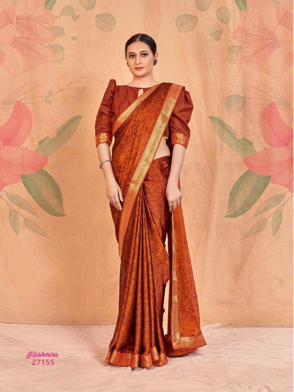 ORANGE DESIGNER FANCY WEDDING PARTY WEAR DESIGNER CHIFFON SILK SAREE JT MITOSHI KASHMIRA 27155