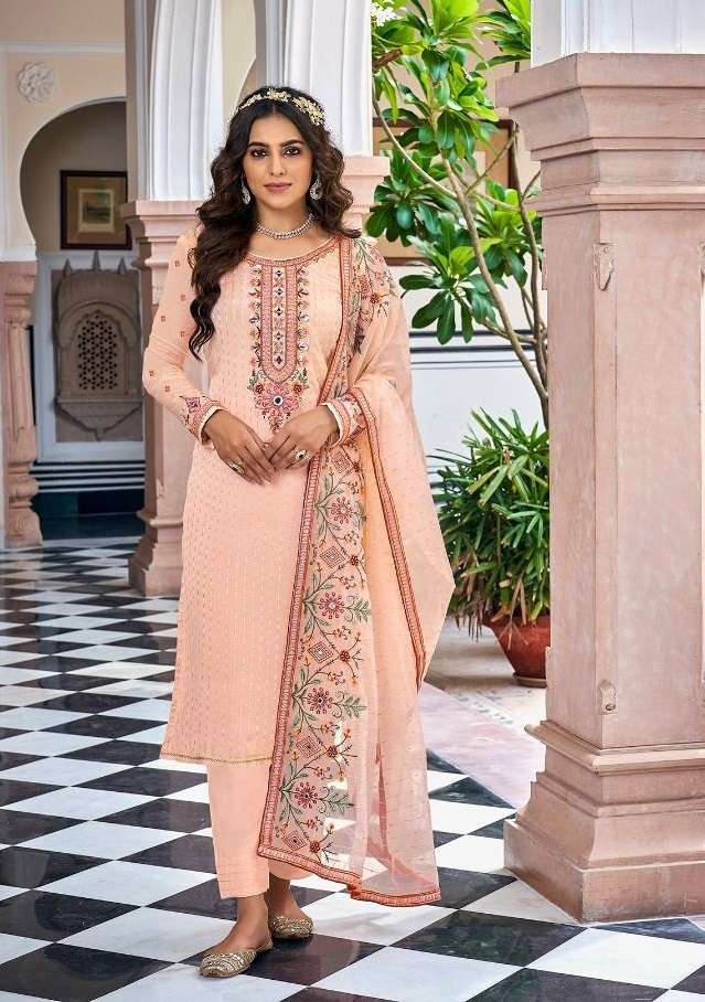 PEACE DESIGNER FANCY WEDDING PARTY WEAR GEORGETTE STARIGHT SALWAR SUIT EBA TIARA 1496