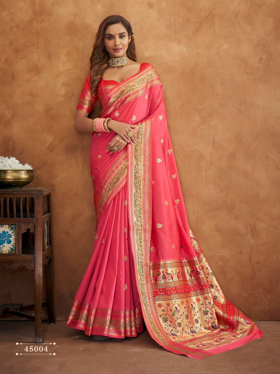 PINK DESIGNER FANCY WEDDING PARTY WEAR DESIGNER BANARASI SILK FABRIC SAREE SM RAJPATH 45004