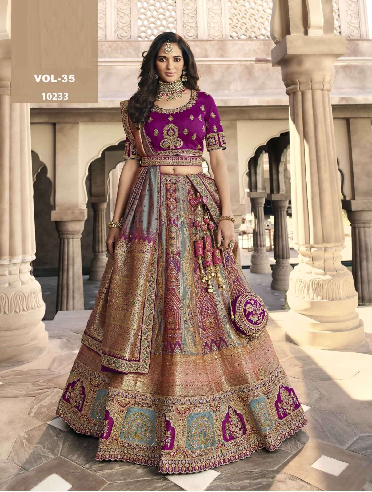 PREMIUM DESIGNER FANCY WEDDING PARTY WEAR EXCLUSIVE HEAVY PURPLE SILK LEHENGA CHOLI ROYAL 10233