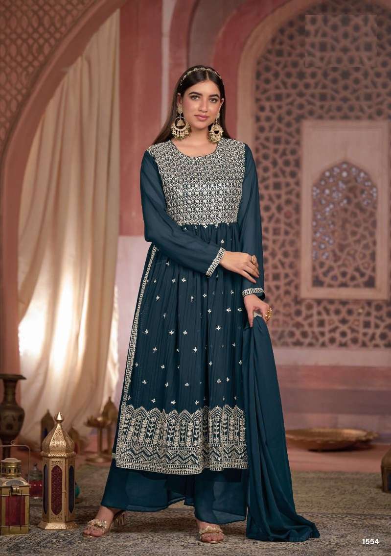 RAMA BLUE DESIGNER RED FANCY WEDDING PARTY WEAR BLOOMING GEORGETTE NAYRA CUT ANARKALI SALWAR SUIT GOWN EB AMIRAH 1554