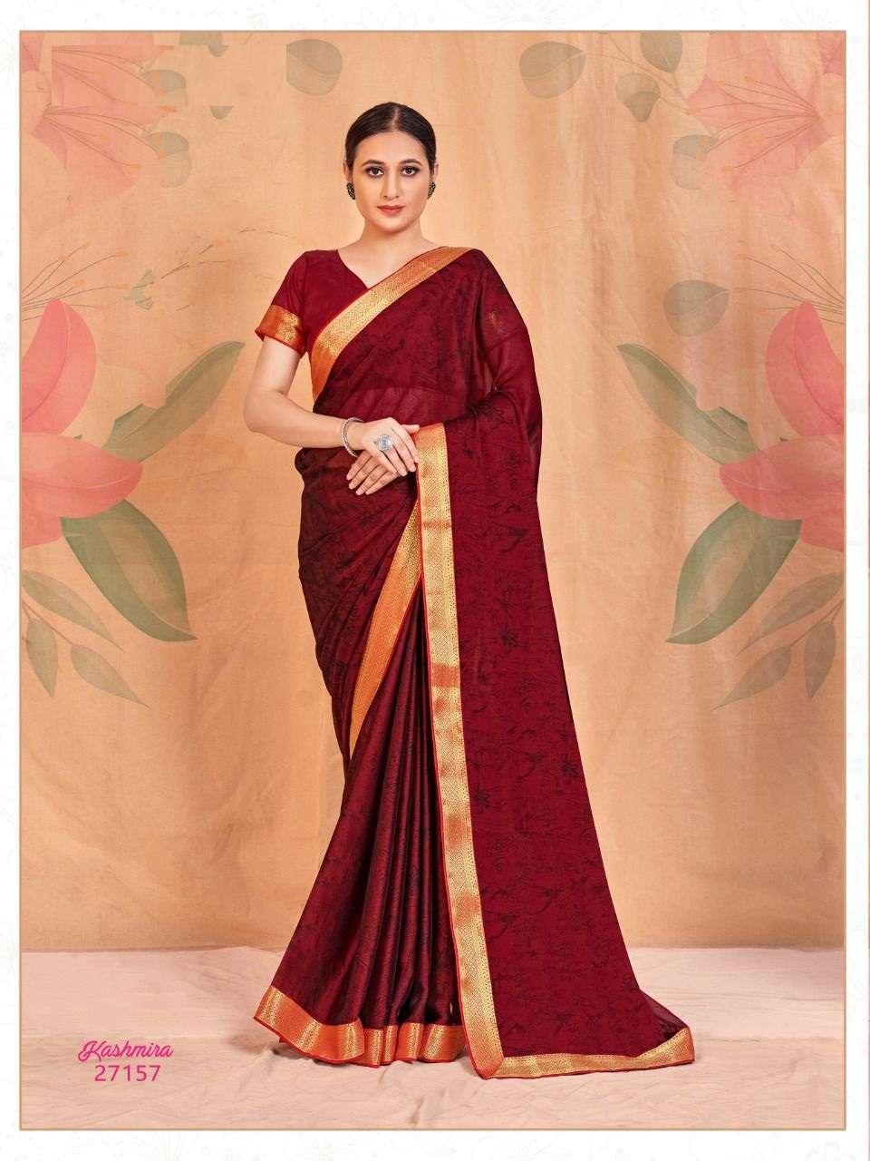 RED DESIGNER FANCY WEDDING PARTY WEAR DESIGNER CHIFFON SILK SAREE JT MITOSHI KASHMIRA 27157