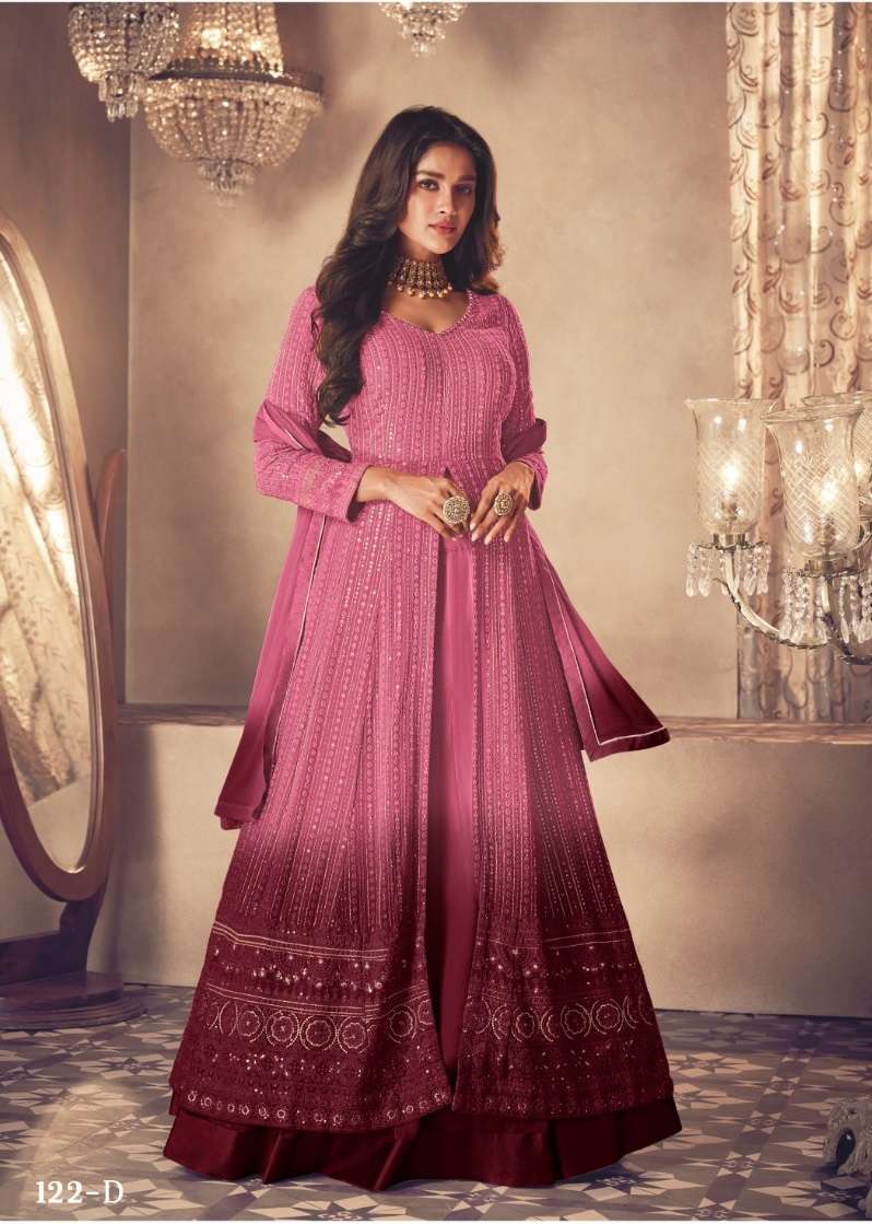 DESIGNER FANCY LONG PINK ANARKALI PADDING GEORGETTE SALWAR SUIT GOWN EXCLUSIVE FOR PARTY WEAR JG SAYURI 122D