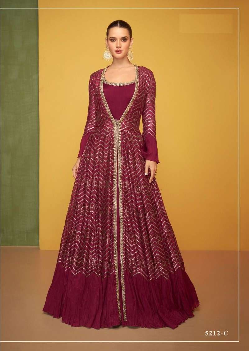 DESIGNER FANCY PARTY WEAR LONG RED SILK ANARKALI GOWN SALWAR SUIT RH SAYURI PETALS 5212C