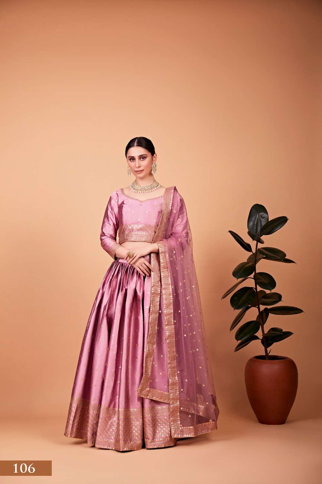 DESIGNER TRENDY STYLISH FANCY PARTY WEAR BABY PINK SILK LEHENGA CHOLI PC NAYARA 106