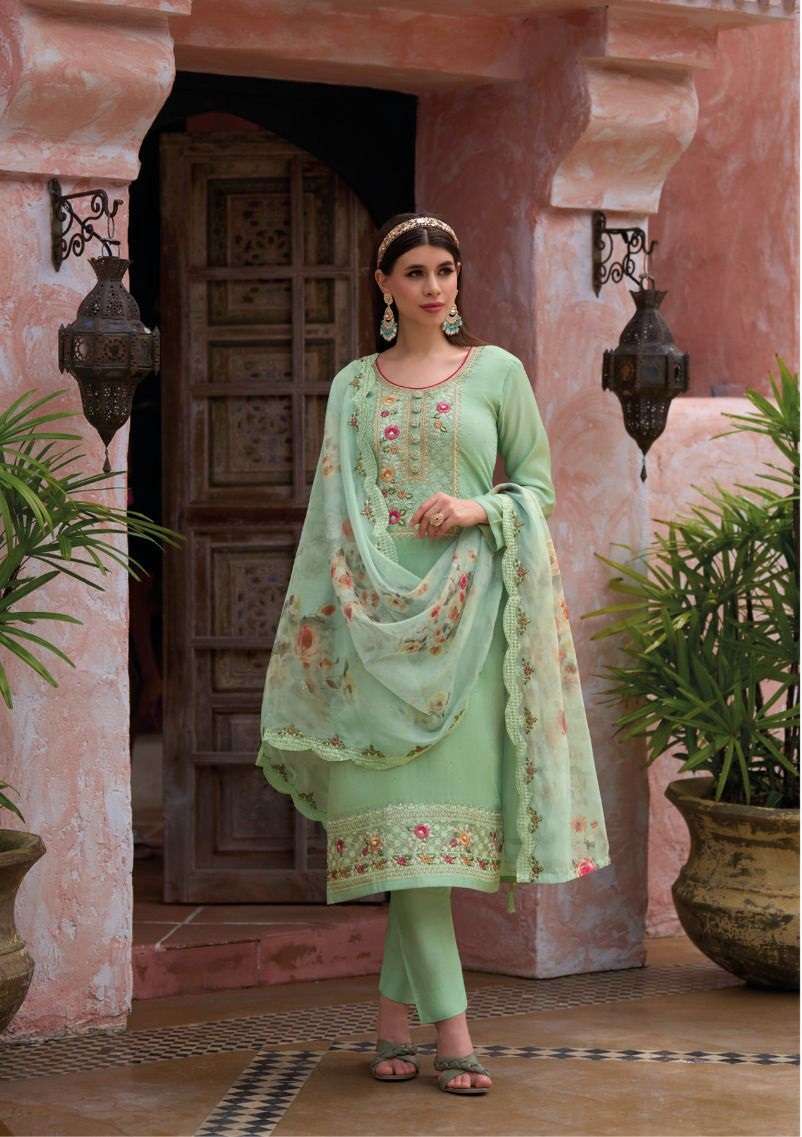 GREEN DESIGNER READY TO WEAR FANCY WEDDING PARTY WEAR SILK STRAIGHT INDIAN PAKISTANI SALWAR SUIT EB IMROZ 1542