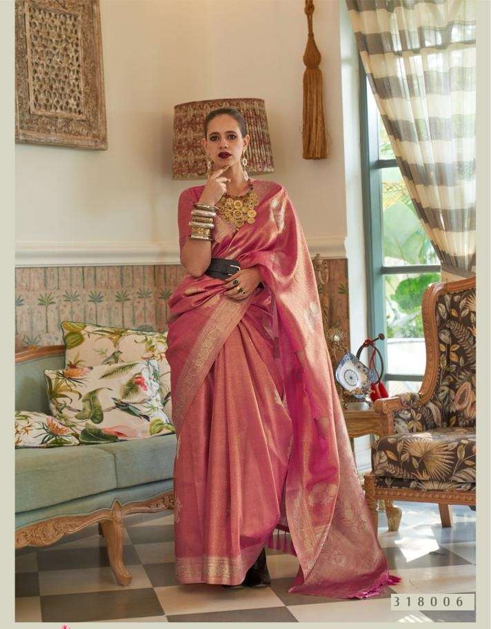 HEAVY DESIGNER FANCY WEDDING PARTY WEAR HEAVY PINK BANARASI SILK FABRIC SAREE DST RAJTEX ORCHID 318006